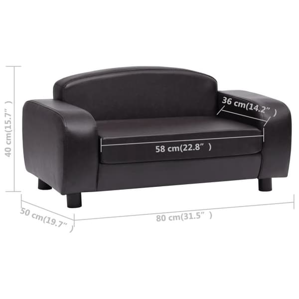 vidaXL hundesofa 80x50x40 cm kunstlæder brun
