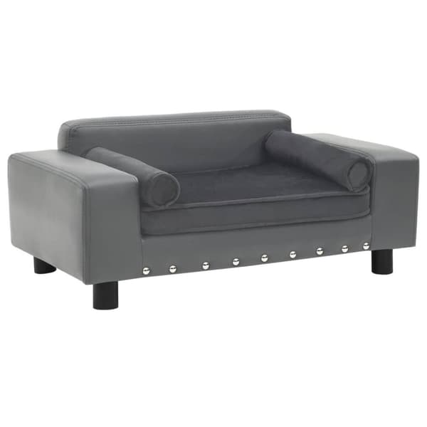 vidaXL hundesofa 81x43x31 cm plys og kunstlæder grå