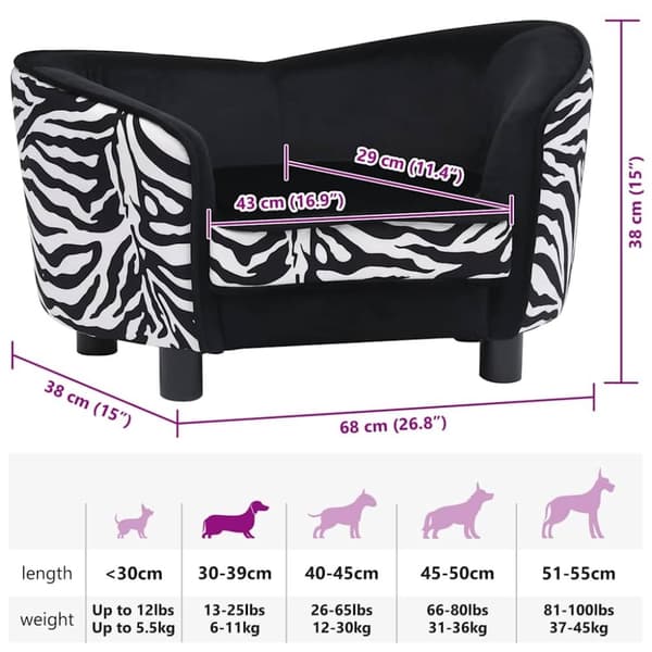 vidaXL Hundsoffa svart 68x38x38 cm plysch