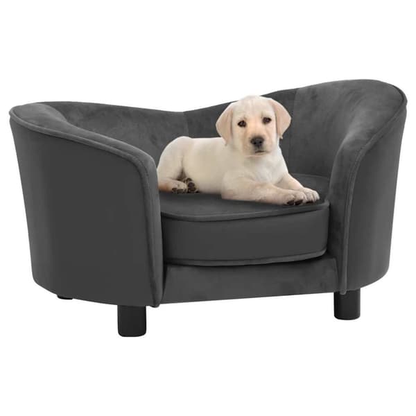 vidaXL hundesofa 69x49x40 cm plys og kunstlæder mørkegrå