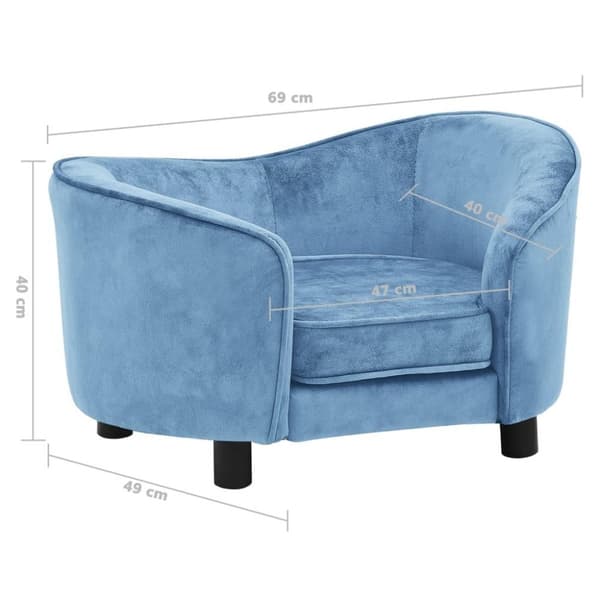 vidaXL Hundesofa turkis 69x49x40 cm plysj