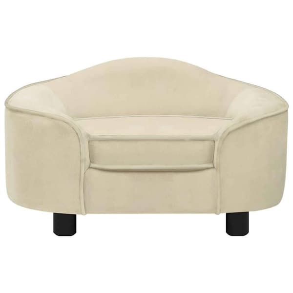 vidaXL hundesofa 67x47x36 cm plys cremefarvet