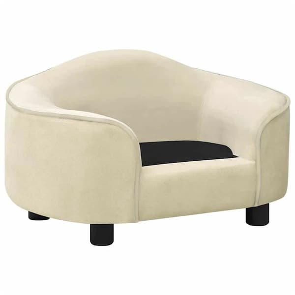 vidaXL hundesofa 67x47x36 cm plys cremefarvet