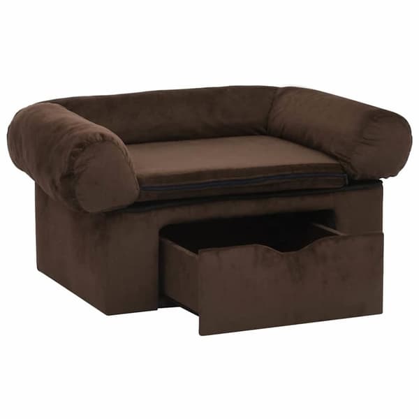 vidaXL Hundsoffa med låda Brun 75x50x38 cm plysch