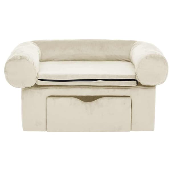 vidaXL Hundesofa med skuff kremhvit 75x50x38 cm plysj