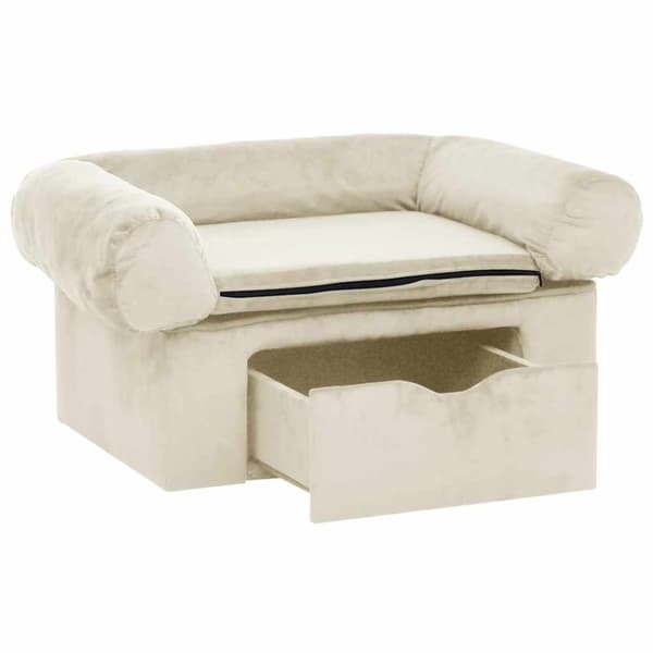 vidaXL Koiran sohva vetolaatikolla kerma 75x50x38 cm plyysi