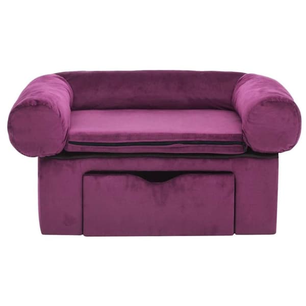 vidaXL hundesofa med skuffe 75x50x38 cm plys bordeauxfarvet