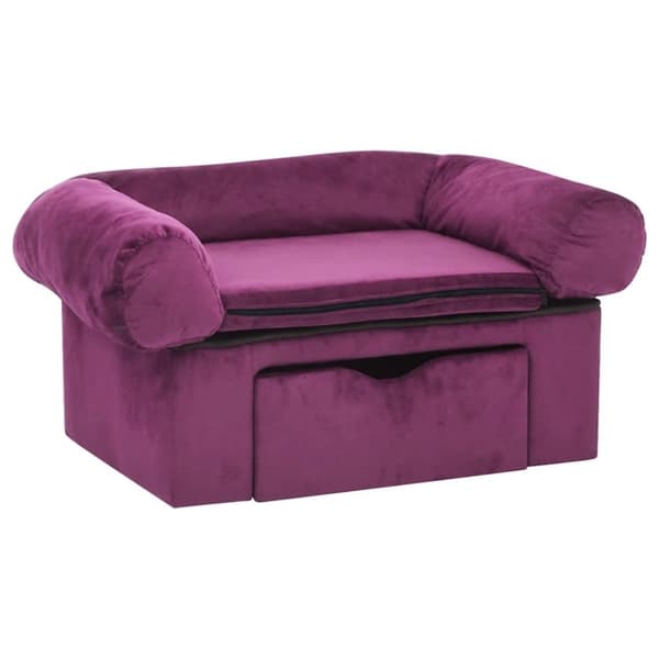 vidaXL hundesofa med skuffe 75x50x38 cm plys bordeauxfarvet