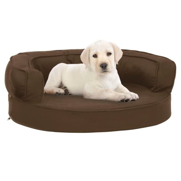 vidaXL ergonomisk hundeseng 60x42 cm hør-look brun