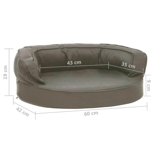 vidaXL ergonomisk hundeseng 60x42 cm hør-look mørkegrå