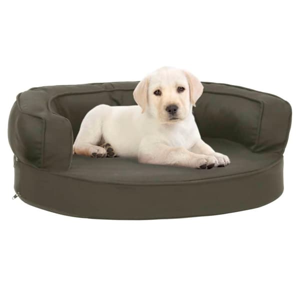 vidaXL ergonomisk hundeseng 60x42 cm hør-look mørkegrå