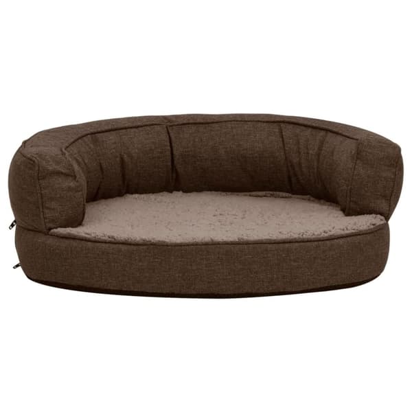vidaXL ergonomisk hundeseng 60x42 cm hør-look fleece brun