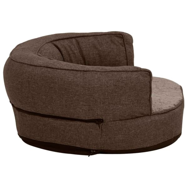 vidaXL ergonomisk hundeseng 60x42 cm hør-look fleece brun