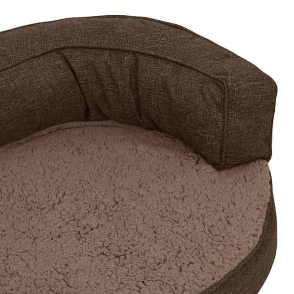vidaXL ergonomisk hundeseng 60x42 cm hør-look fleece brun
