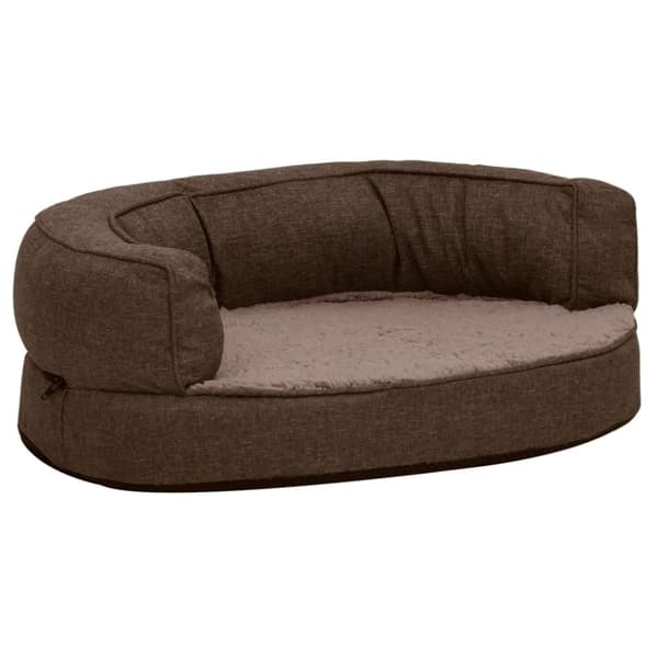 vidaXL ergonomisk hundeseng 60x42 cm hør-look fleece brun