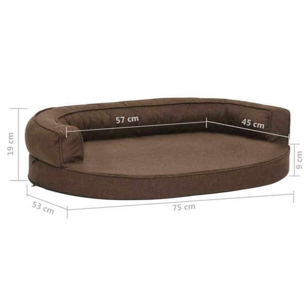 vidaXL ergonomisk hundeseng 75x53 cm hør-look brun