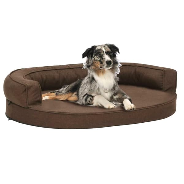 vidaXL ergonomisk hundeseng 75x53 cm hør-look brun