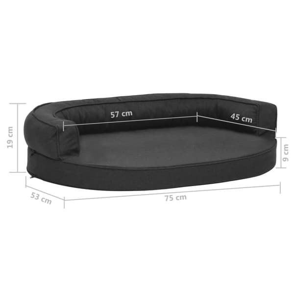 vidaXL Ergonomisk hundeseng med linutseende 75x53 cm svart