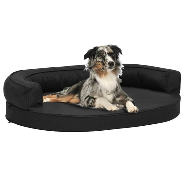 vidaXL ergonomisk hundeseng 75x53 cm hør-look sort