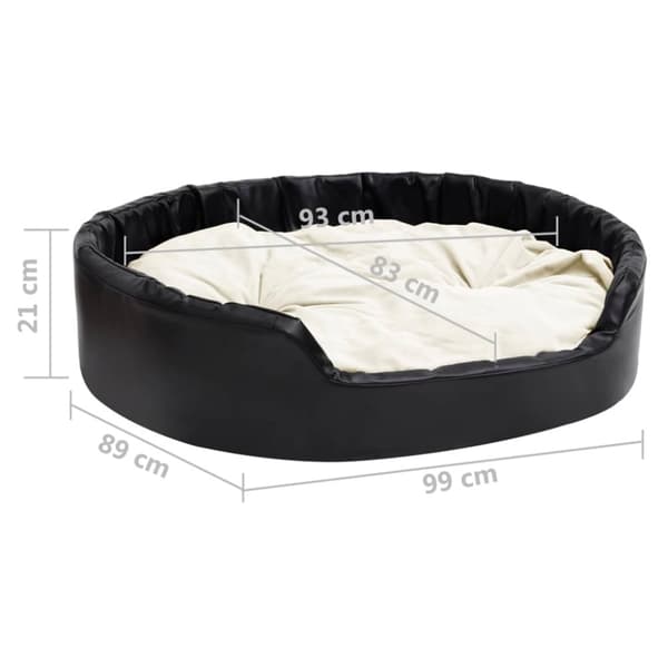 vidaXL hundekurv 99x89x21 cm plys og kunstlæder sort og beige