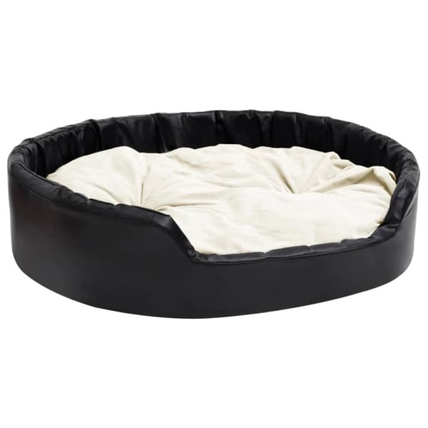 vidaXL Hundeseng svart og beige 99x89x21 cm plysj og kunstig lær