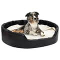 Miniatyrbilde 1 av 8: vidaXL Hundeseng svart og beige 99x89x21 cm plysj og kunstig lær