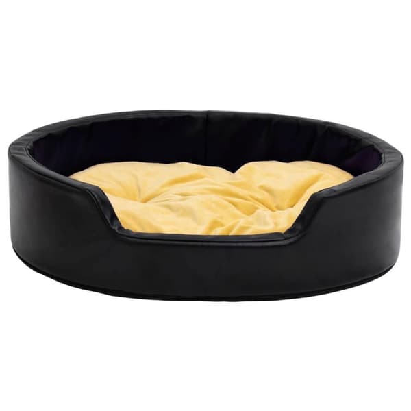 vidaXL hundekurv 99x89x21 cm plys og kunstlæder sort og gul