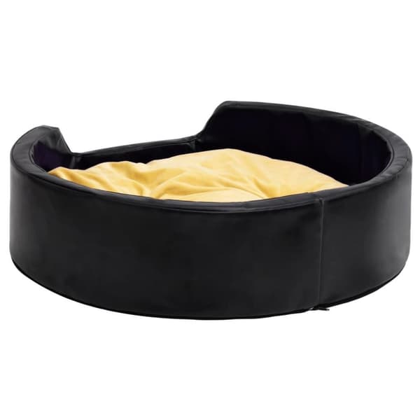 vidaXL hundekurv 99x89x21 cm plys og kunstlæder sort og gul