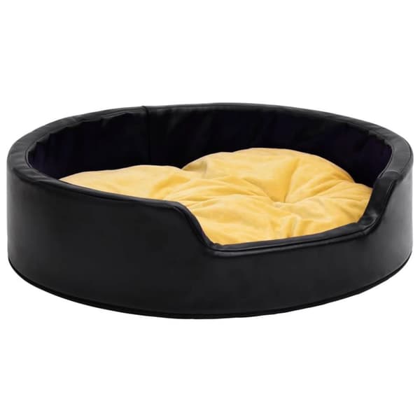 vidaXL hundekurv 99x89x21 cm plys og kunstlæder sort og gul