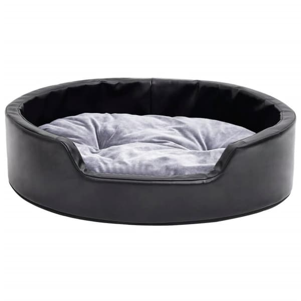 vidaXL hundekurv 69x59x19 cm plys og kunstlæder sort og grå