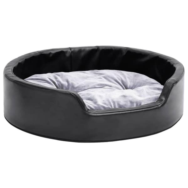 vidaXL hundekurv 69x59x19 cm plys og kunstlæder sort og grå