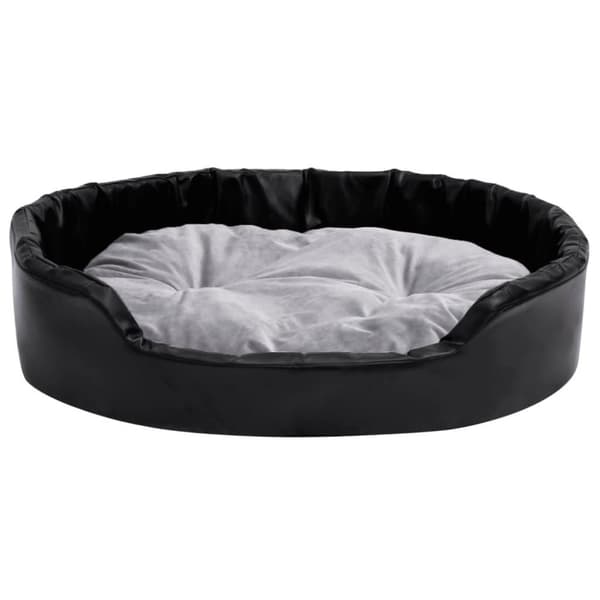 vidaXL hundekurv 90x79x20cm plys og kunstlæder sort og grå