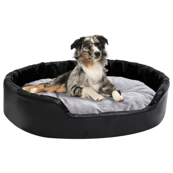 vidaXL hundekurv 90x79x20cm plys og kunstlæder sort og grå