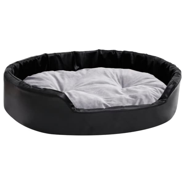vidaXL hundekurv 90x79x20cm plys og kunstlæder sort og grå