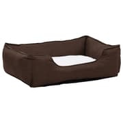 vidaXL hundekurv 85,5x70x23 cm hør-look fleece brun og hvid