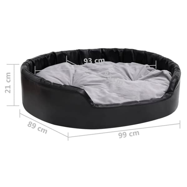 vidaXL Hundbädd svart och grå 99x89x21 cm plysch och konstläder
