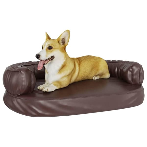 vidaXL ergonomisk hundeseng 88x65 cm skum og kunstlæder brun