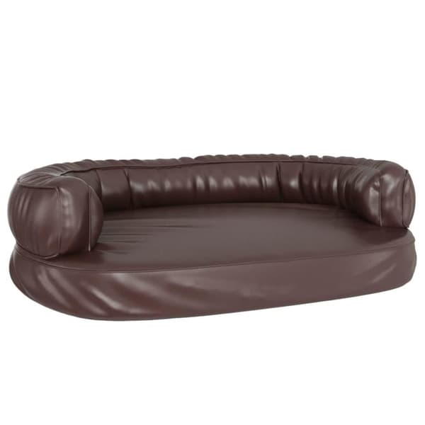 vidaXL ergonomisk hundeseng 88x65 cm skum og kunstlæder brun