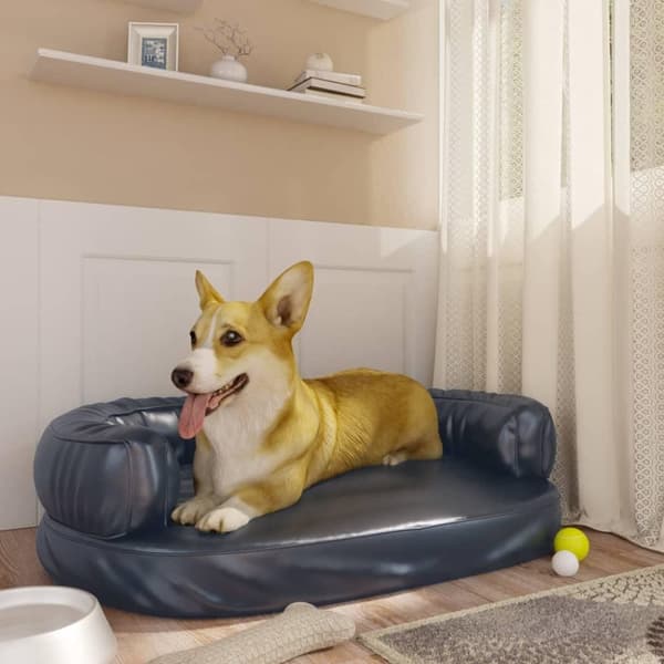 vidaXL ergonomisk hundeseng 75x53 cm skum og kunstlæder mørkeblå