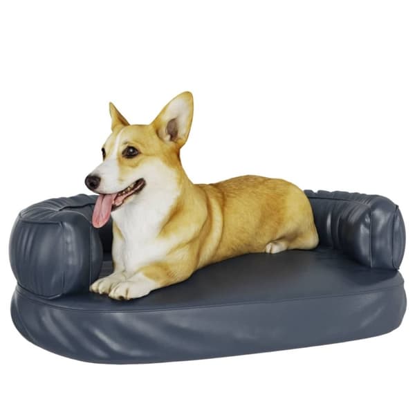 vidaXL Ergonomisk hundeseng skum mørkeblå 60x42 cm kunstig skinn