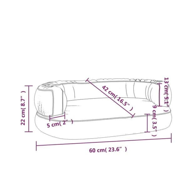 vidaXL Ergonomisk hundeseng skum mørkeblå 60x42 cm kunstig skinn