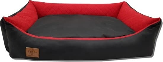 Hundsäng - 100 x 70 cm - tvättbart överdrag - vattentät - hundsäng - kudde - röd / svart
