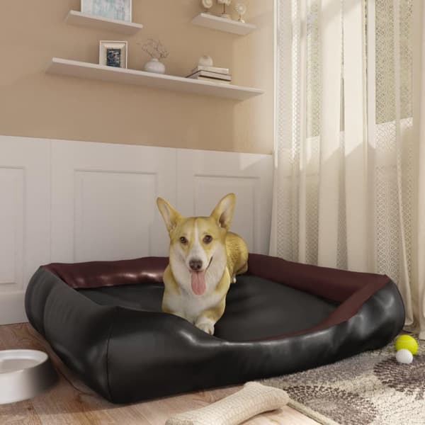 vidaXL Koiran peti musta ja ruskea 105x80x25 cm keinonahka
