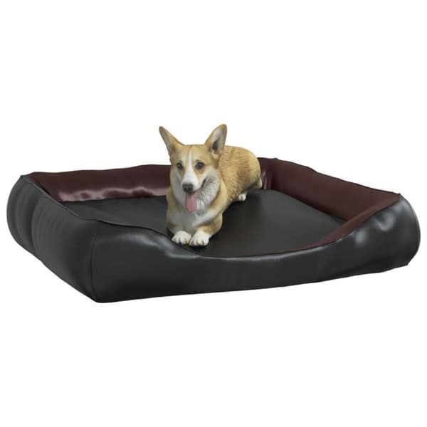 vidaXL hundeseng 80x68x23 cm kunstlæder sort og brun
