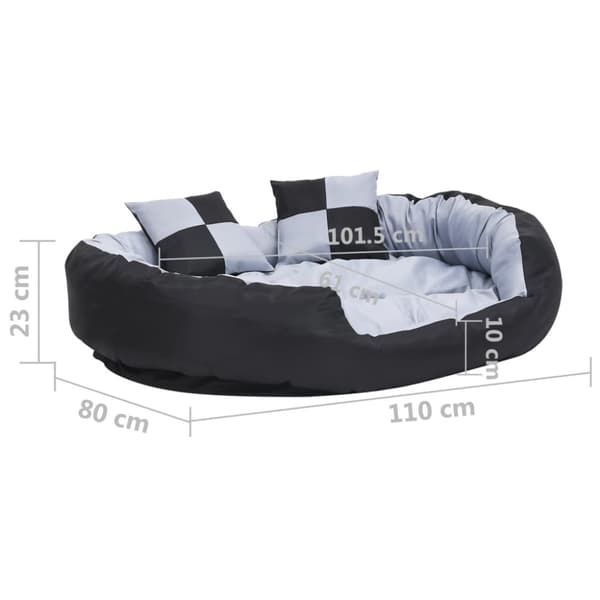 vidaXL Vendbar og vaskbar hundepute grå og svart 110x80x23