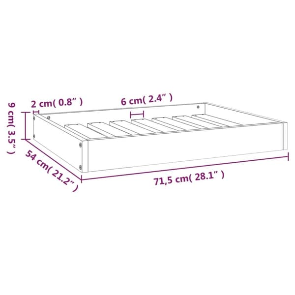 vidaXL Hundeseng 71,5x54x9 cm heltre furu