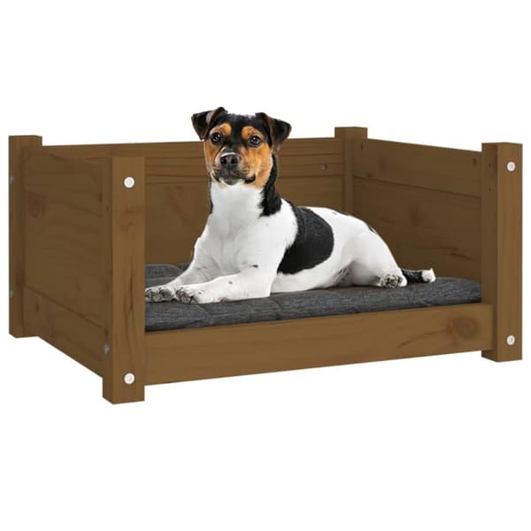 vidaXL Hundeseng honningbrun 55,5x45,5x28 cm heltre furu
