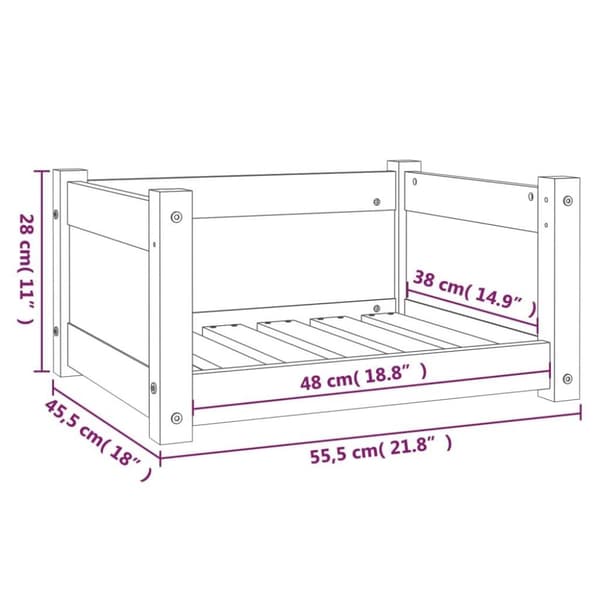 vidaXL Hundeseng 55,5x45,5x28 cm heltre furu