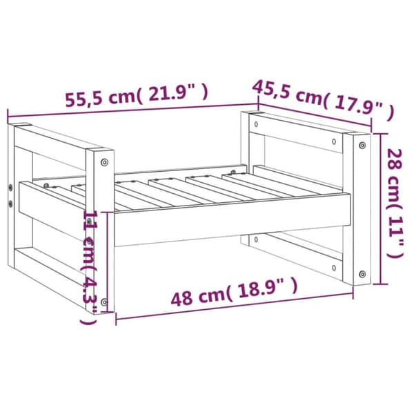 vidaXL Hundbädd 55,5x45,5x28 massiv furu