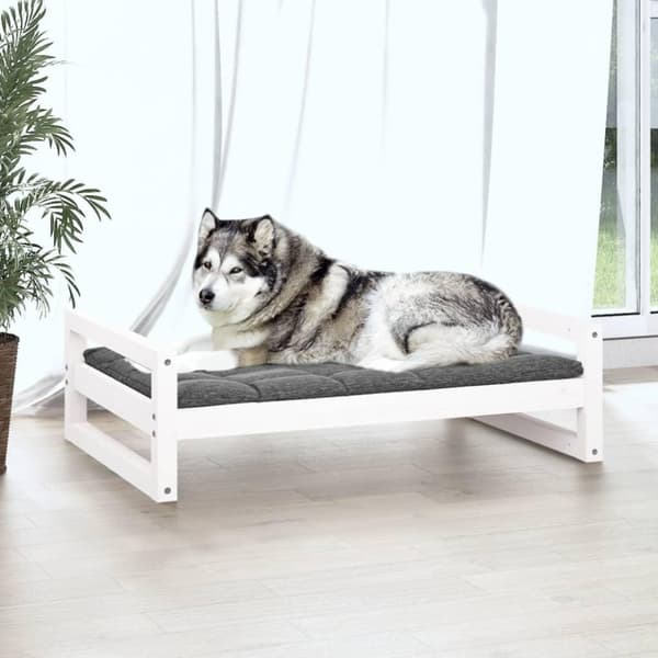 vidaXL Hundeseng hvit 105,5x75,5x28 cm heltre furu